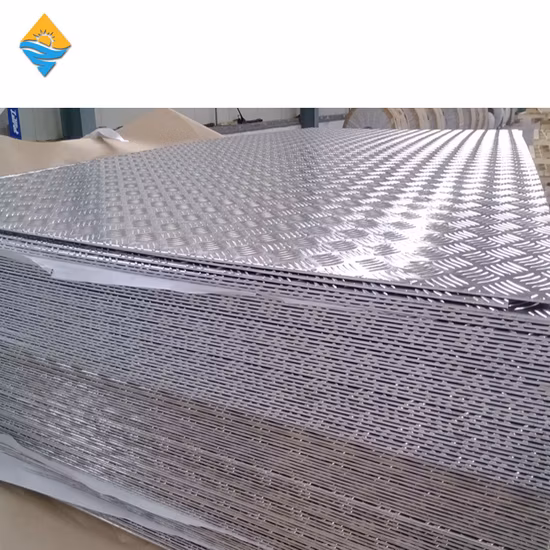 Plaque à carreaux en aluminium gaufré à cinq barres pour plancher antidérapant